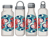 Reusable water bottles with intricate koi fish designs